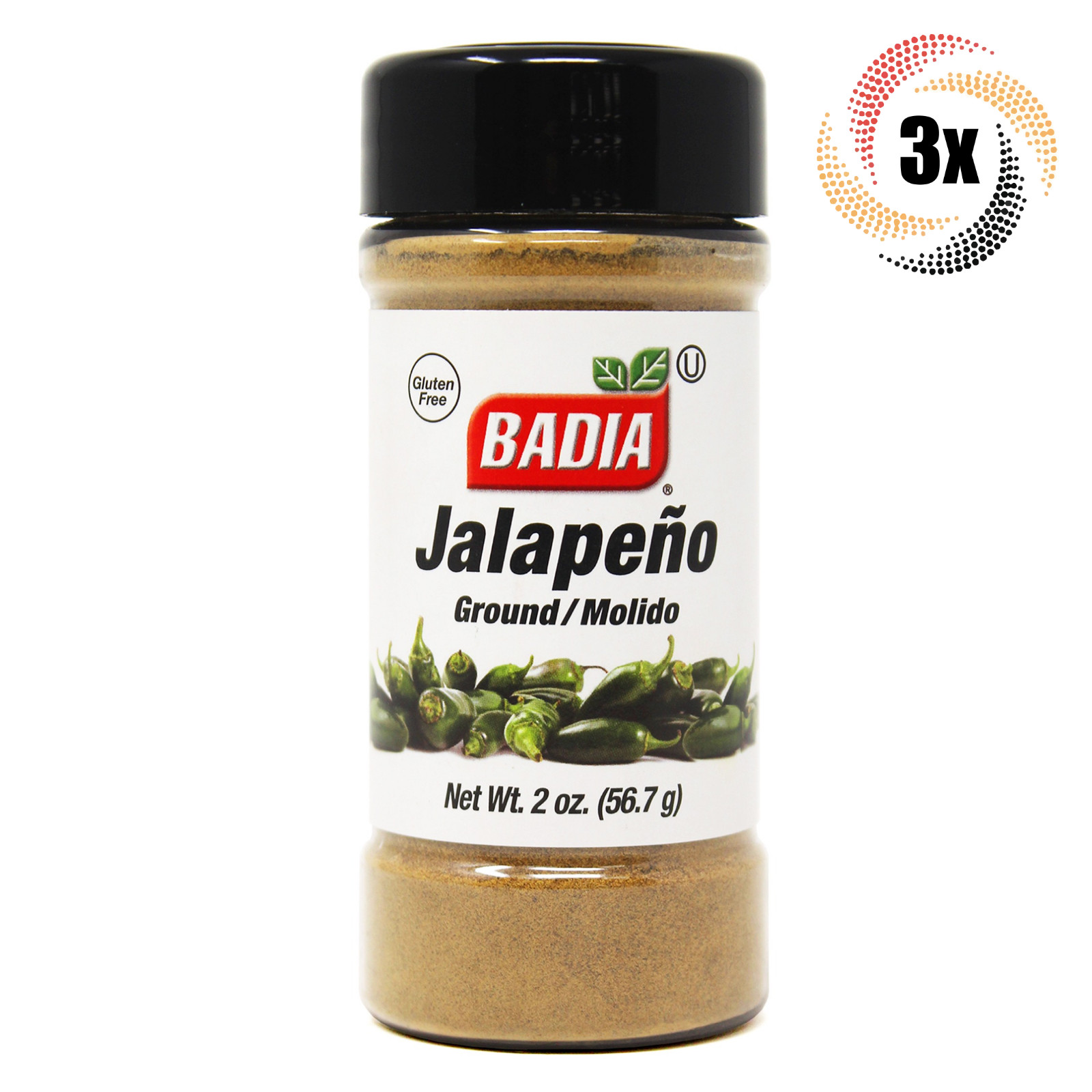 3x Shakers Badia Ground Jalapeno Seasoning | 2oz | Gluten Free & MSG Free