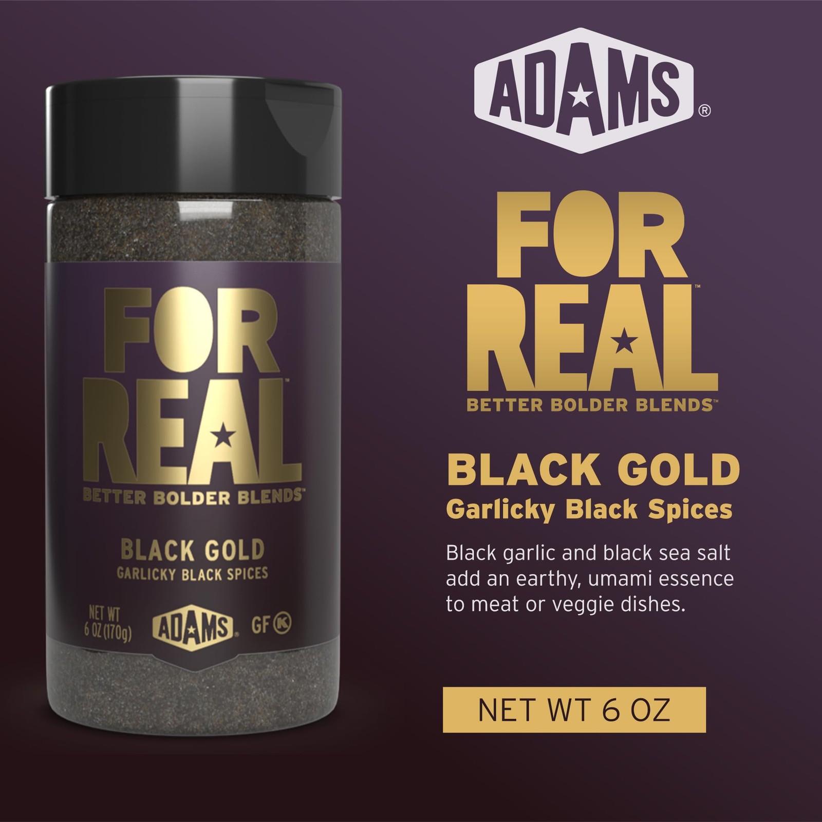 FOR REAL Black Gold Seasoning – Garlicky Garlic, Pepper & 1 Pack