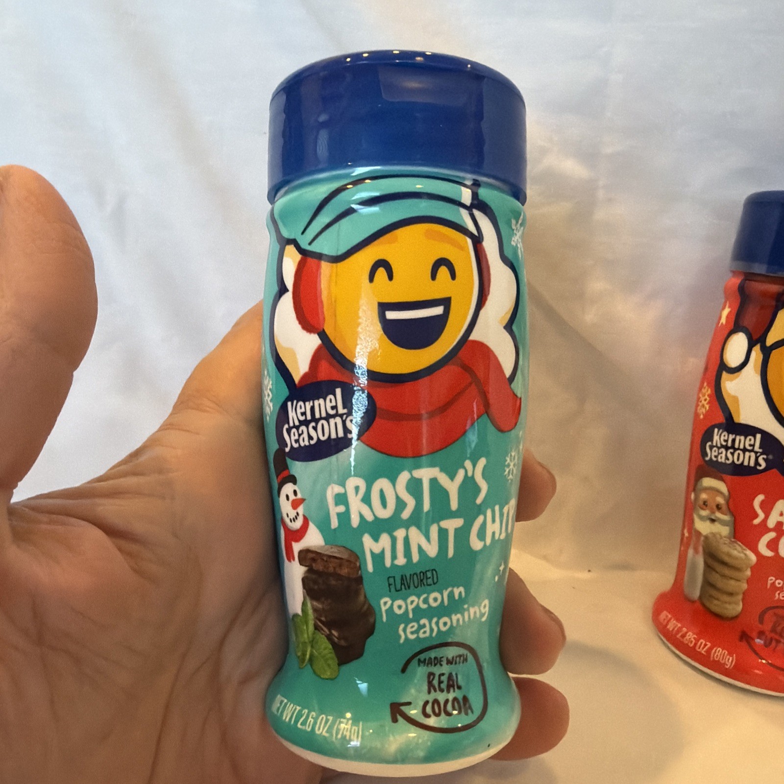 Lot of 2 Kernel Season’s Popcorn Seasoning Frosty’s Mint Chip/Santa’s Cookies