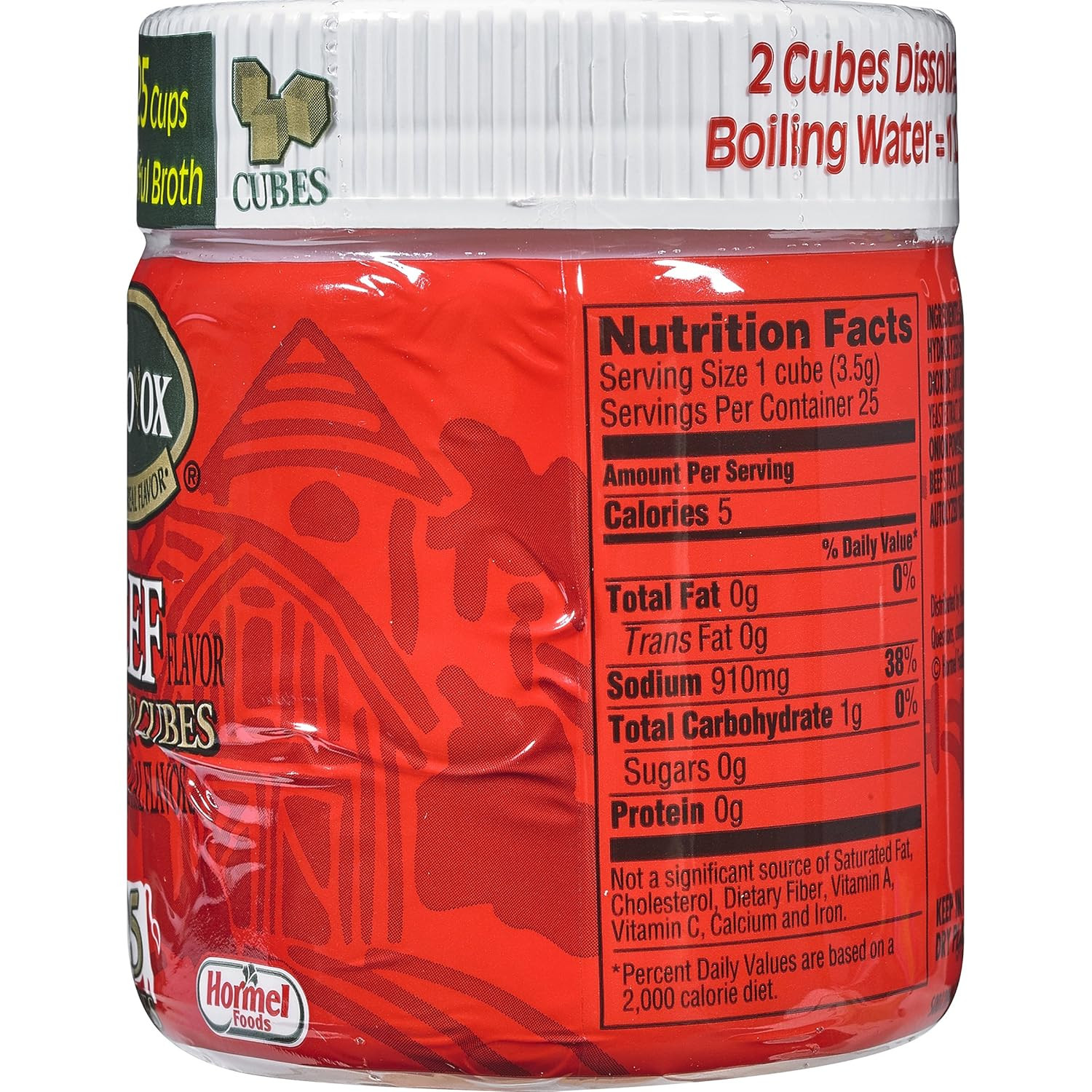 HERB-OX Beef Bouillon Cubes, Beef Stock Seasoning, 25 Ct, 3.25 oz. Fresh, 5 Pack