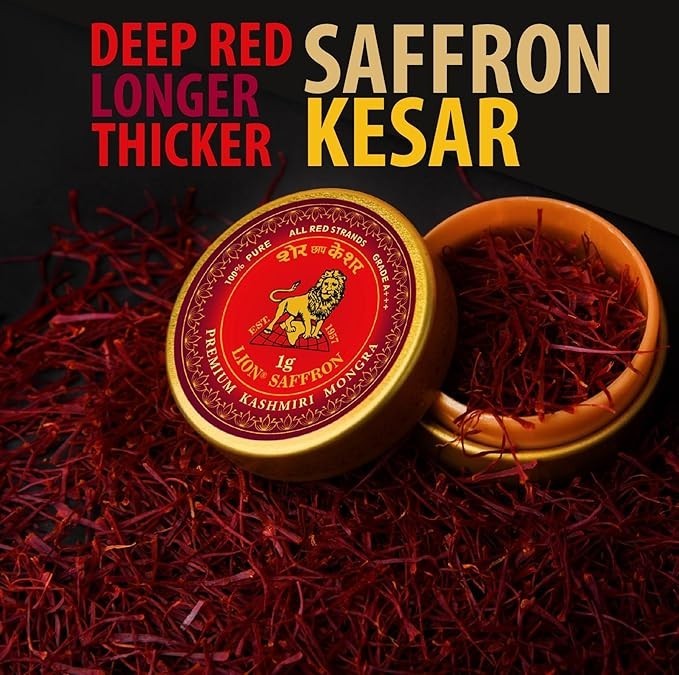 LION BRAND SAFFRON Premium Kashmiri Mongra Saffron/Kesar (A+++ Grade) 1Gm Pack-1