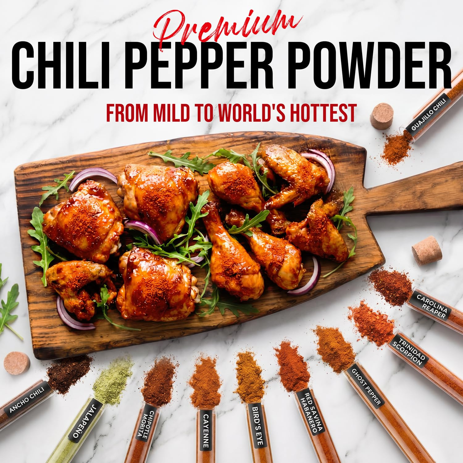 Premium Pepper Powder Variety Pack – 10 Gourmet Chili Powders from Mild to World