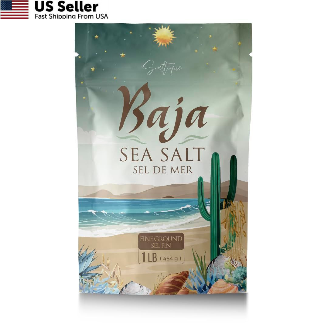 Baja Sea Salt 1lb Fine Ground – Organic Packed 16 Ounce (Pack of 1)