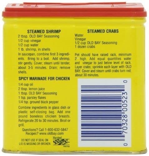 Old Bay Seasoning Can (Pack of 2) 6 Ounce 2), No Color