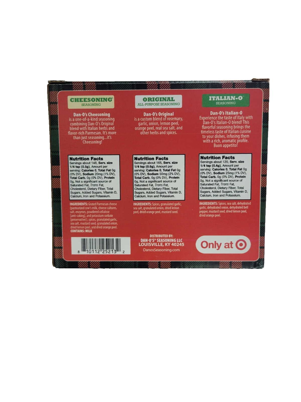 3 Pack Dan-o’s Seasoning: Italian-o, Original, and Cheesoning BB:8/4/26