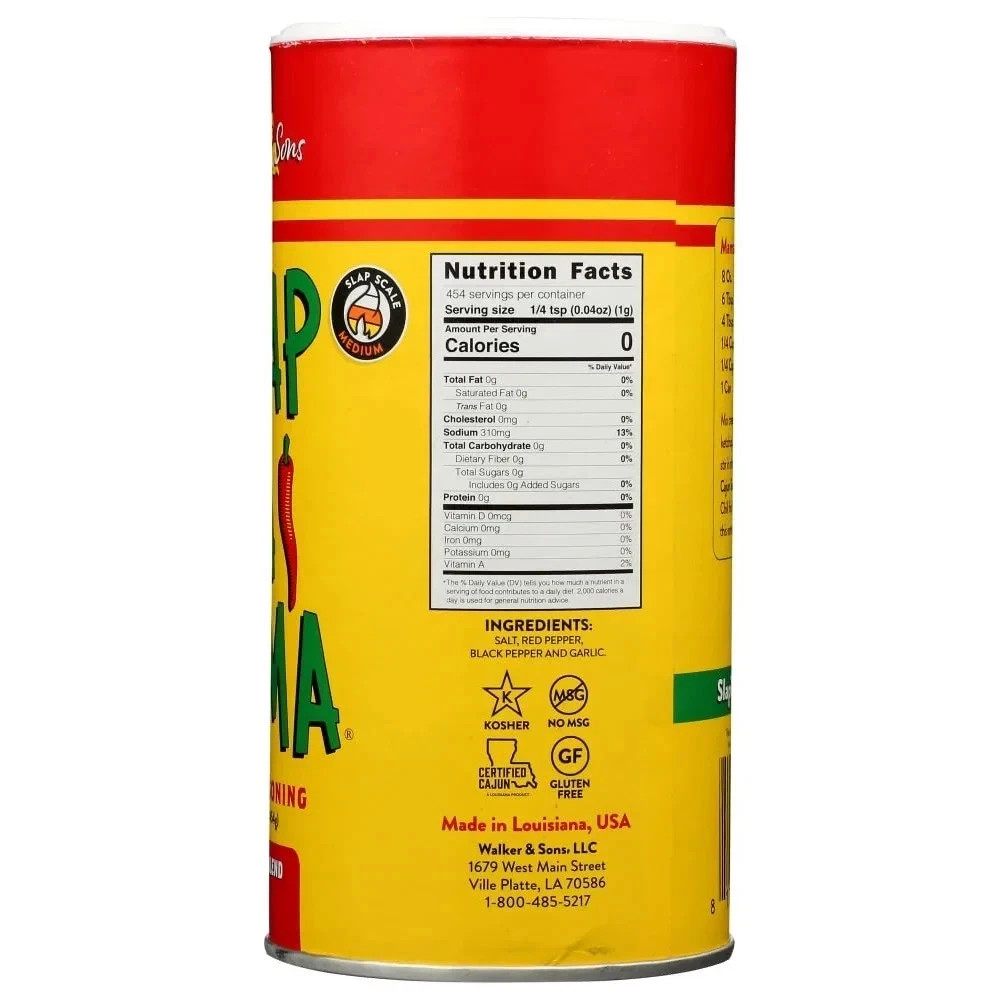 Slap Ya Mama Cajun Seasoning by Walker & Sons, Original Blend, 16 oz Canister –