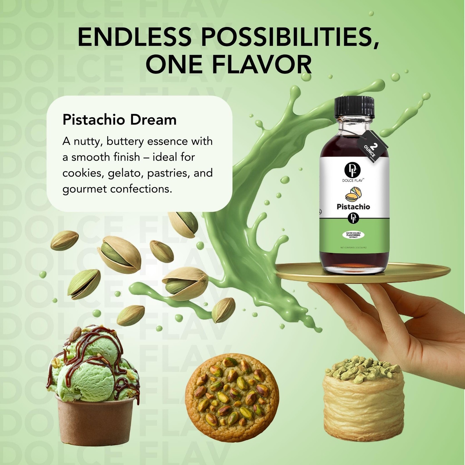 Pistachio Extract – 2 Ounce Water-Soluble Kosher, Sugar-Free, Concentrated Nu…