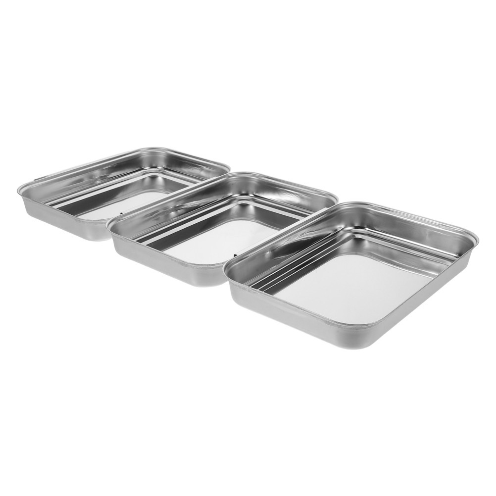 Breadcrumb Tray Set Food Prep Stainless Steel Breading Dredging Trays for