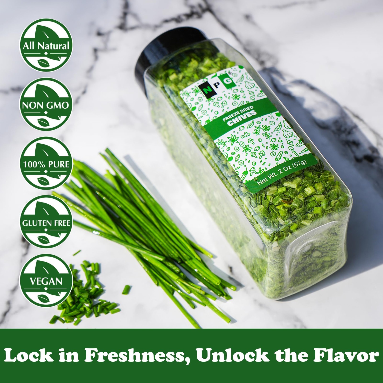 NPG Freeze-Dried Chives 2 Oz, Dehydrated Chopped Chives, Mild Onion Herb for …