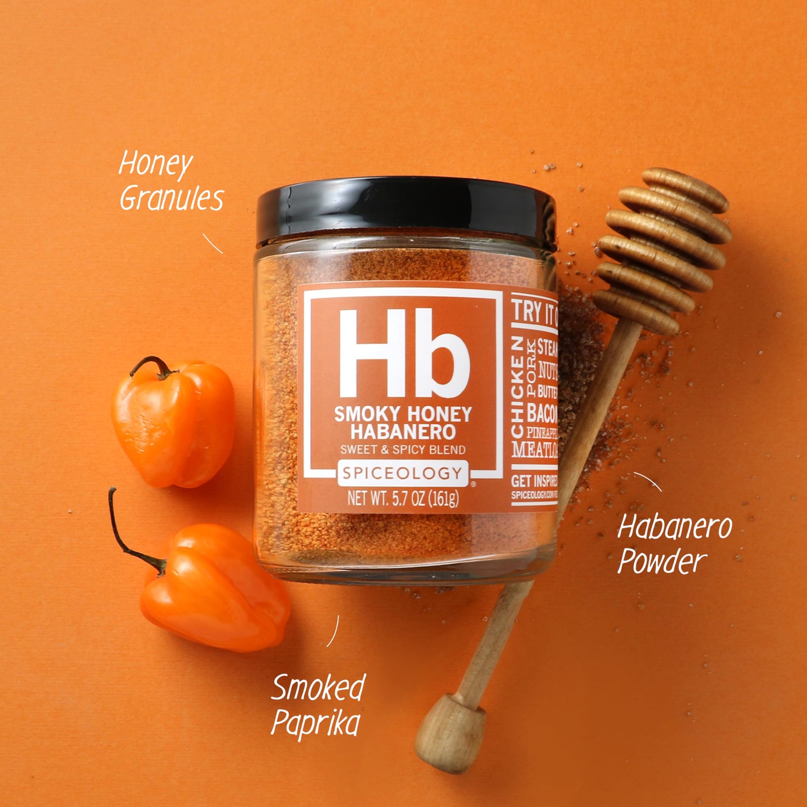 Spiceology Smoky Honey Habanero Seasoning Sweet & Spicy BBQ Rub 5.7 oz
