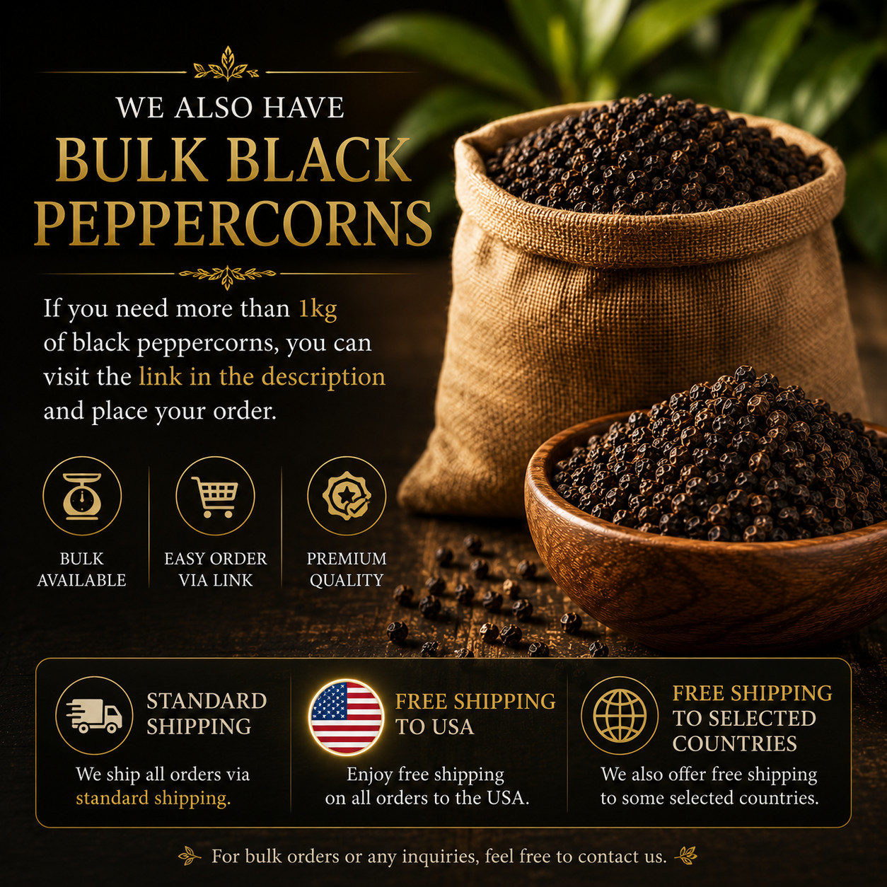 Premium Ceylon Black Pepper Whole Peppercorns Handmade Sri Lankan Spice