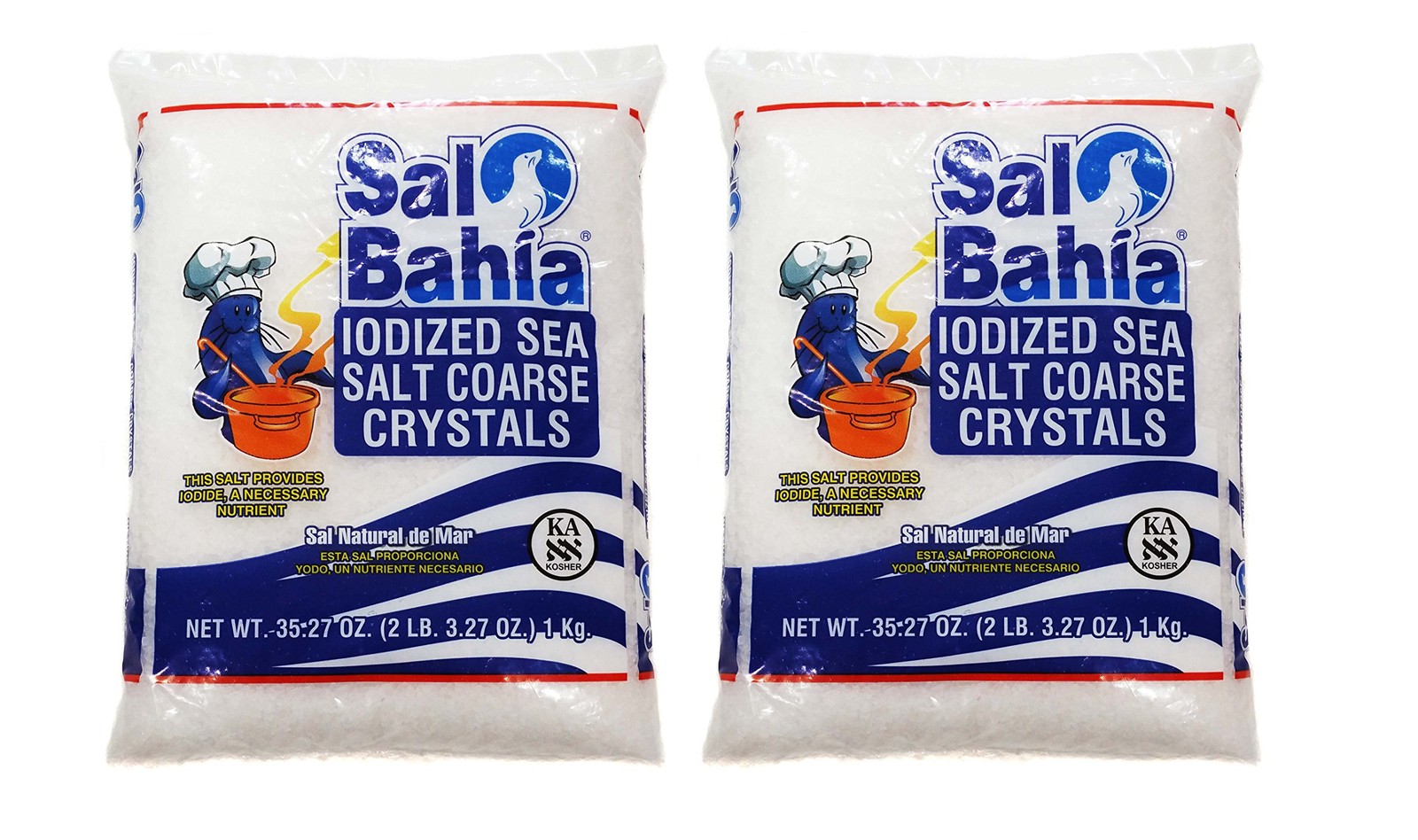 2 Set – Sal Bahia Iodized Sea Salt Coarse Crystals 17.64 Ounce (Pack of 2)