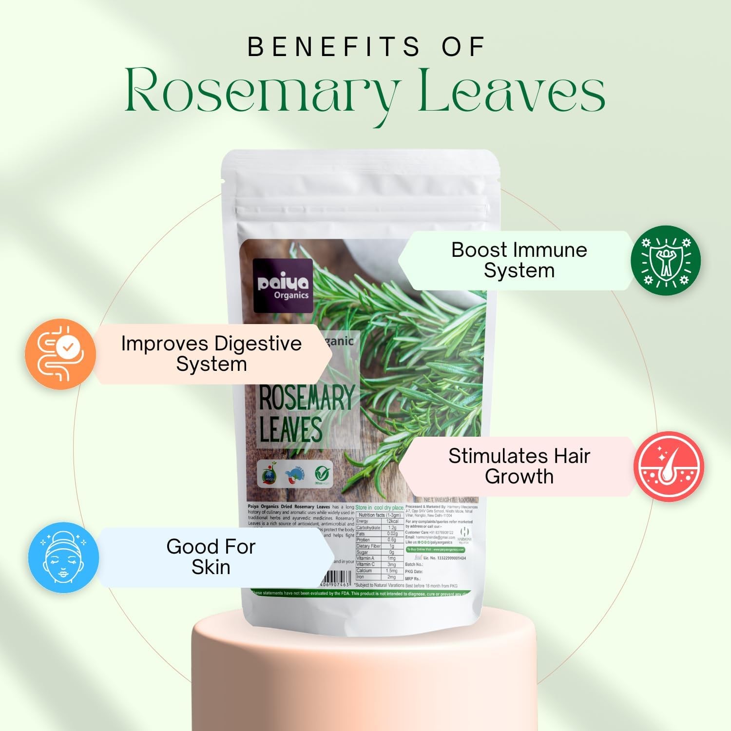 Paiya Organics Dried Rosemary Leaves 100gm Each Pack Of 2