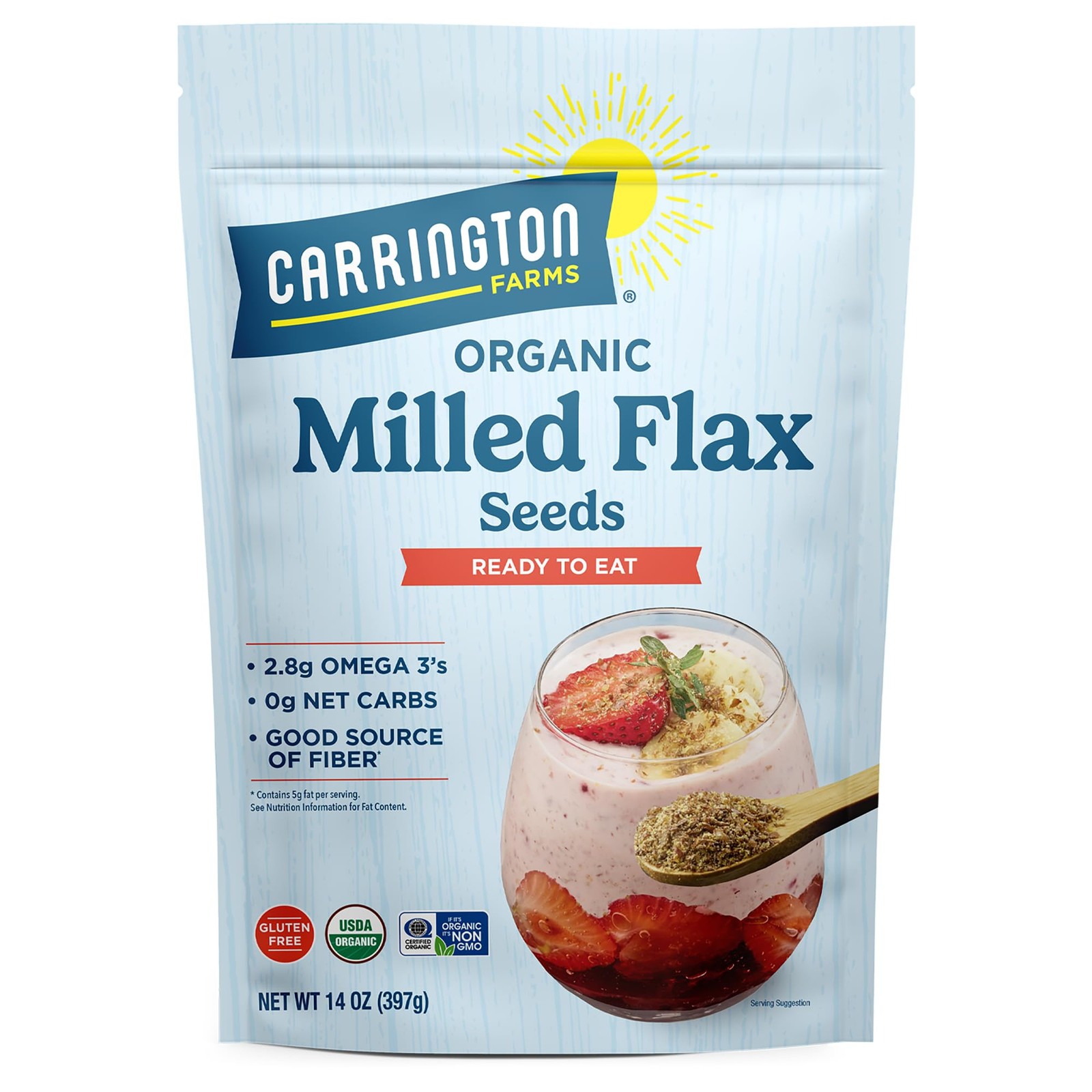 Carrington Farms Organic Milled Flax Seed, 14 Ounce (Pack of 1),