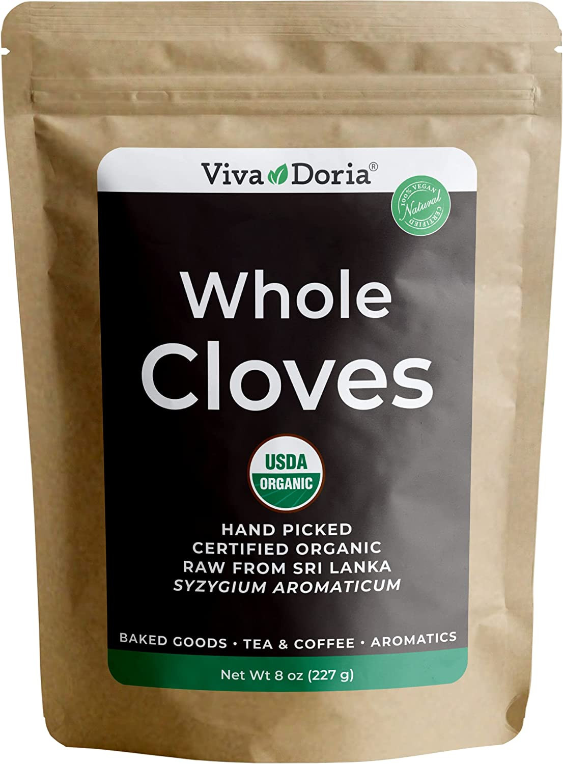Viva Doria Organic Whole Cloves, Hand Picked Sri Lankan Clove Buds, 8 Oz Reseala