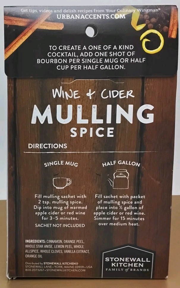 3 Pck URBAN ACCENTS Mulling Spice Wine + Cider 1.25 oz Gluten Free BB 7/2027