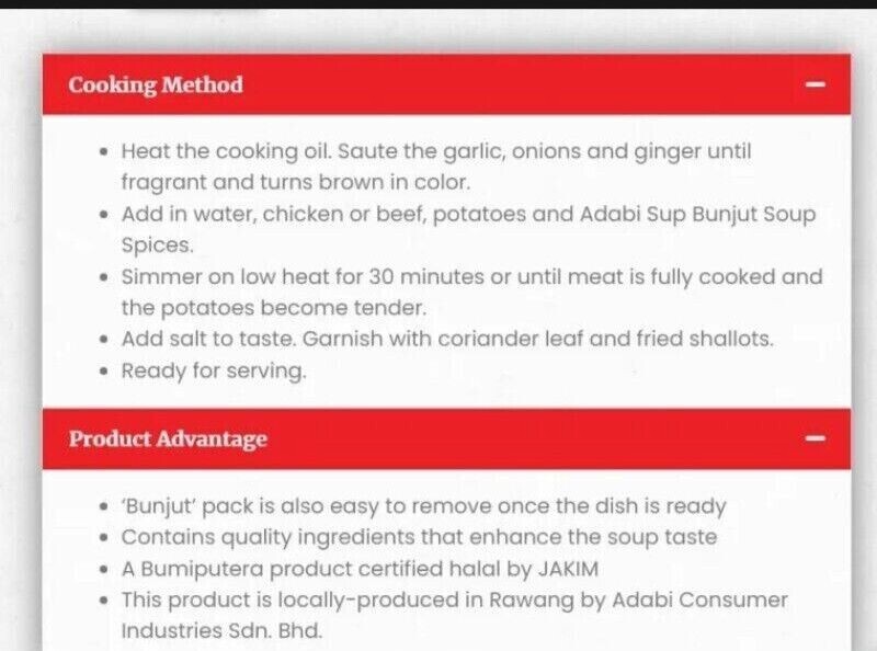 Soup spice @ soup Bunjut ADABI – 24 pouch X 8gm