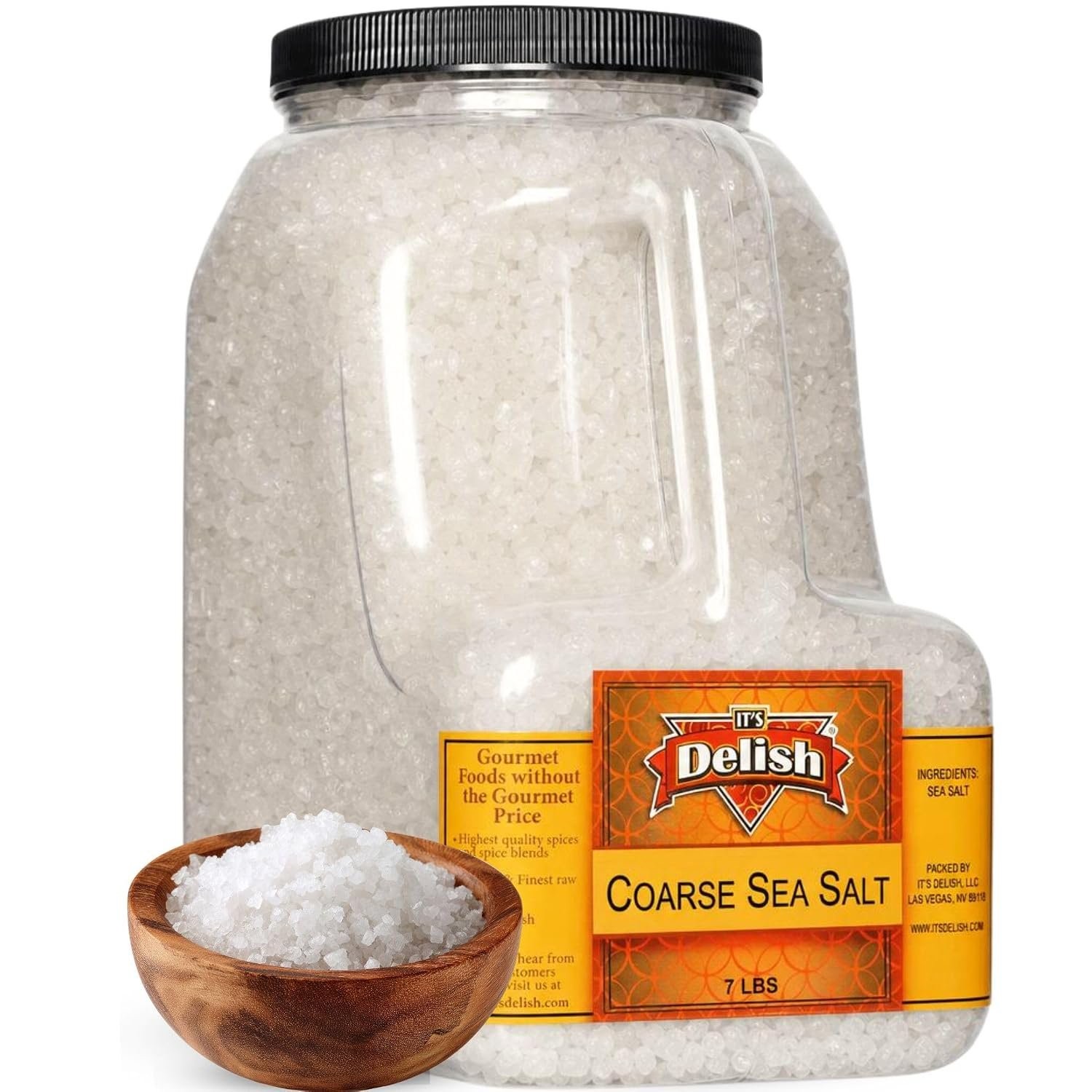 Coarse Sea Salt by It’s Delish – 7 LBS Bulk Restaurant Gallon Jug with Handle