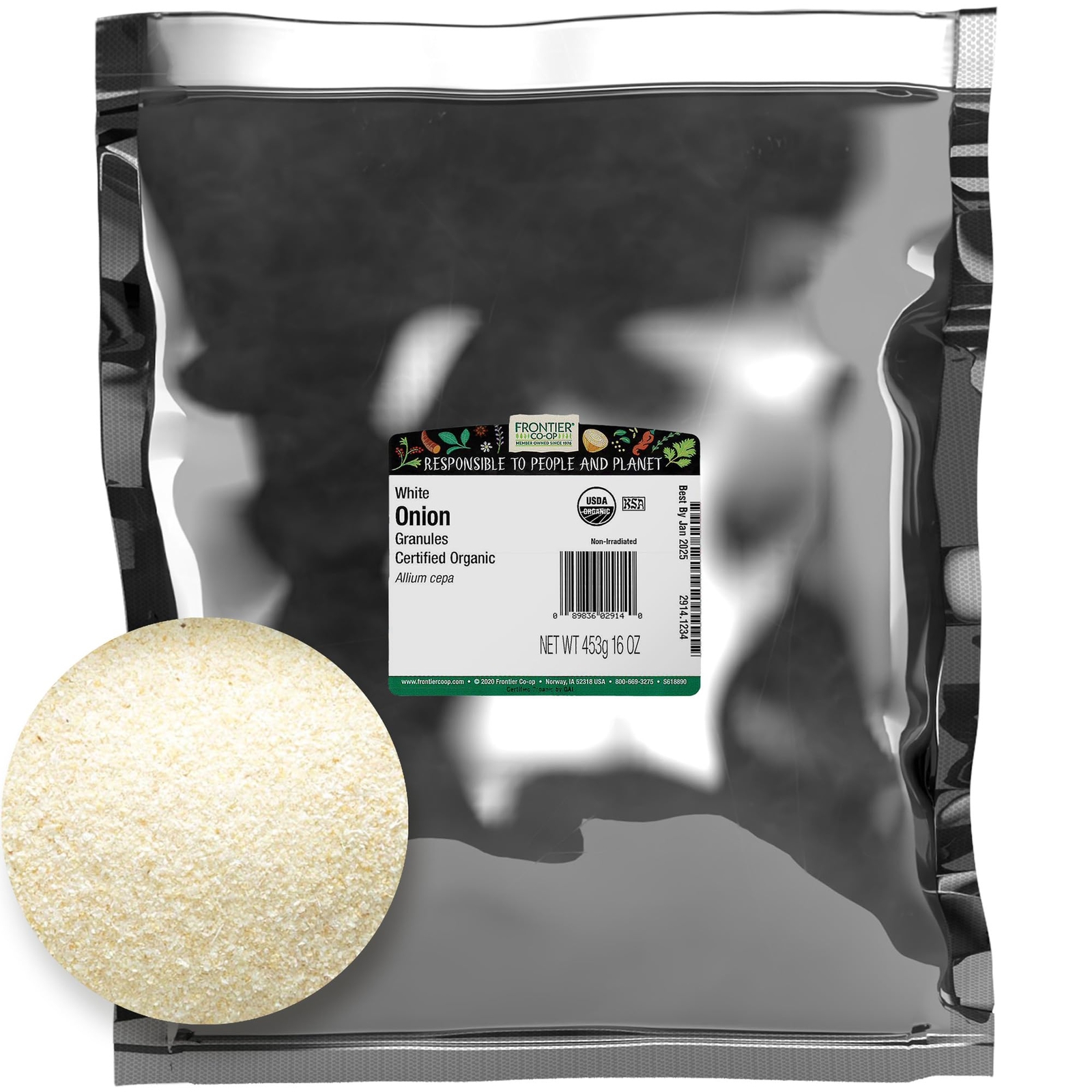 Organic Onion Granules 1 Pound Frontier Co op Aromatic Seasoning Spice