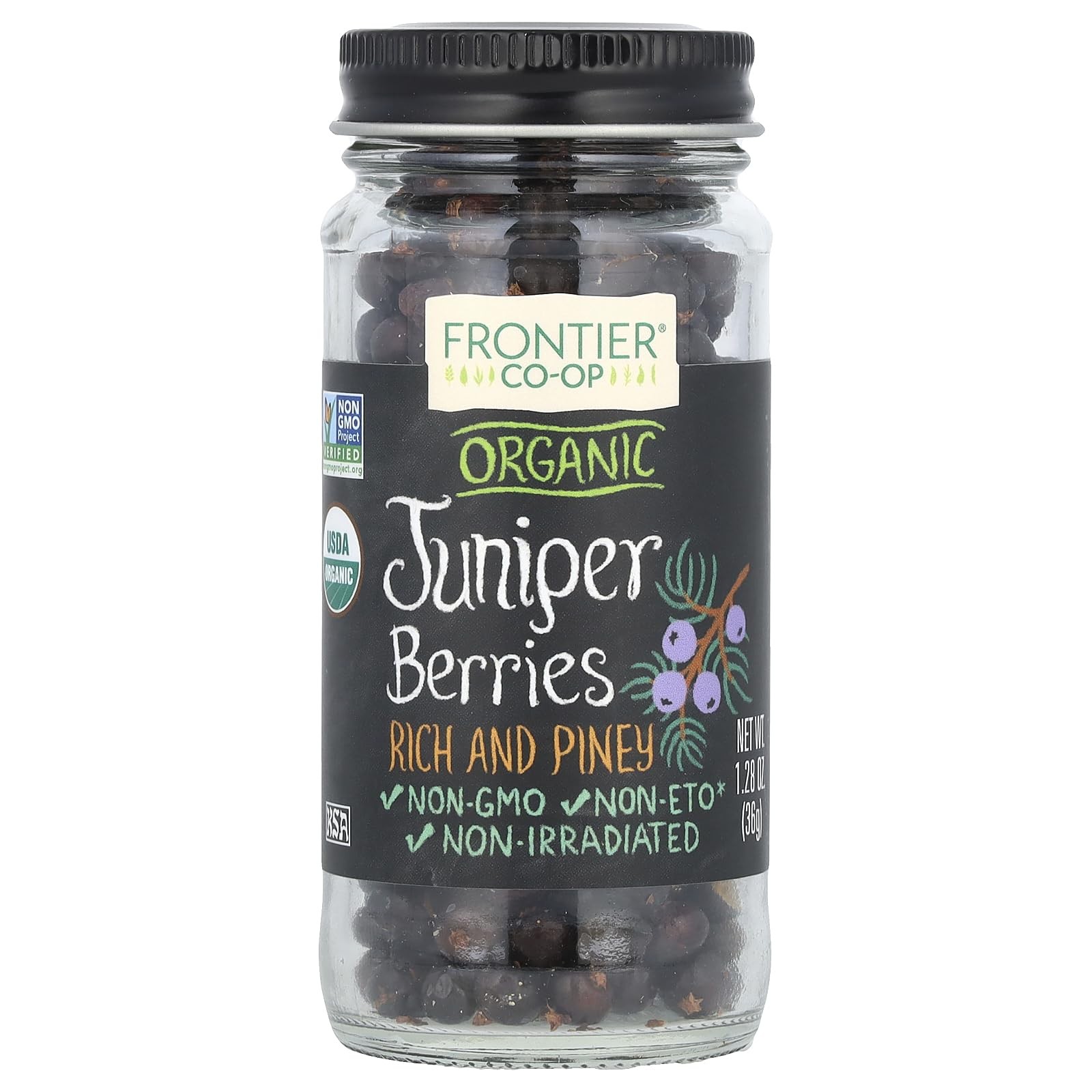 Frontier Co-op Organic Juniper Berries 1.28 Ounce Culinary Flavoring Bulgaria