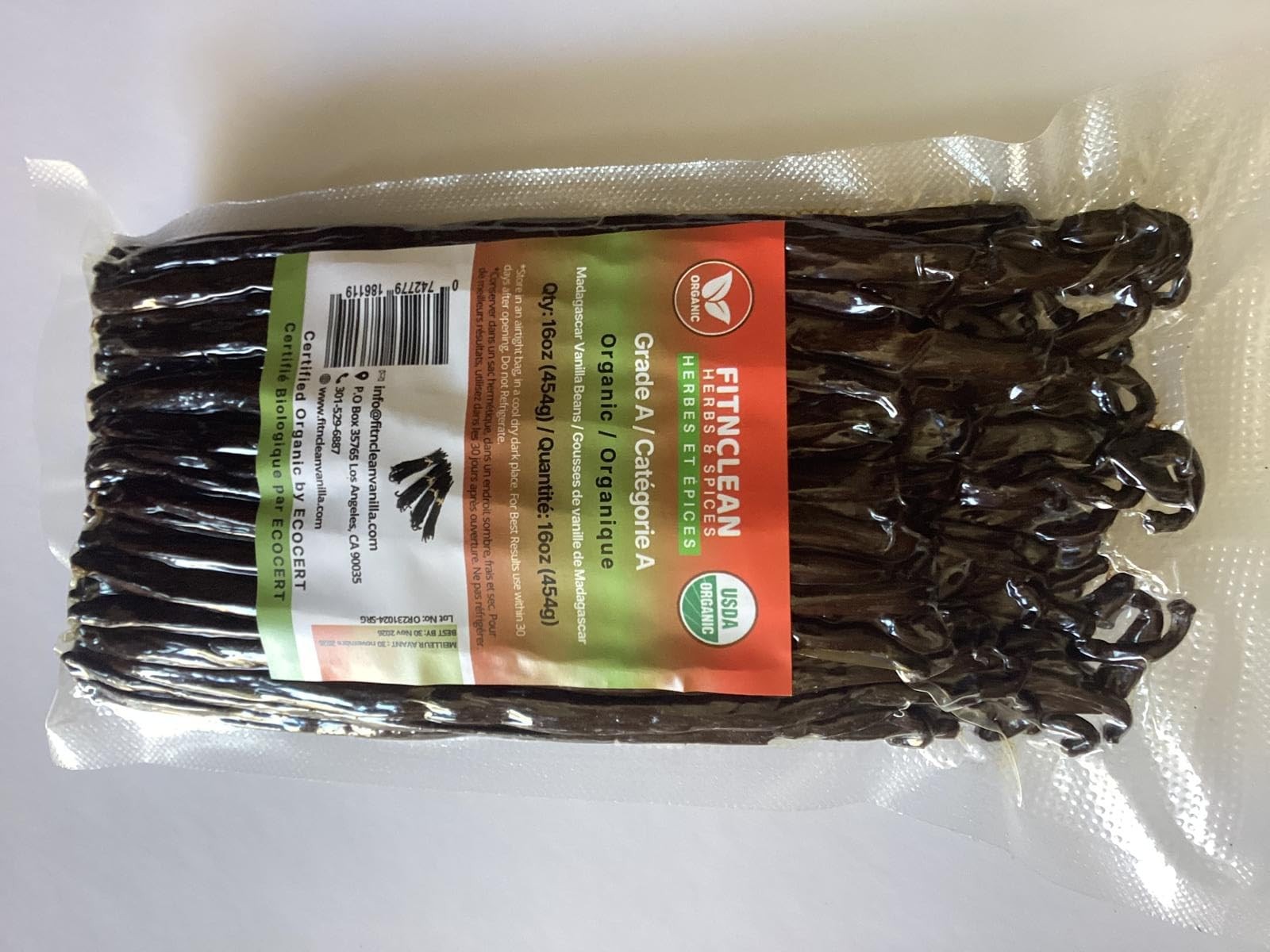 Organic Madagascar Bourbon Vanilla Beans 16 Ounce Premium Grade A Pods