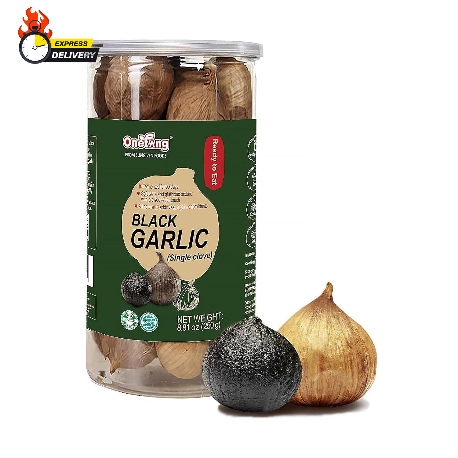 Black Garlic 8.82 Oz (250G.), Whole Black Garlic Fermented for 90 Days, Super Fo