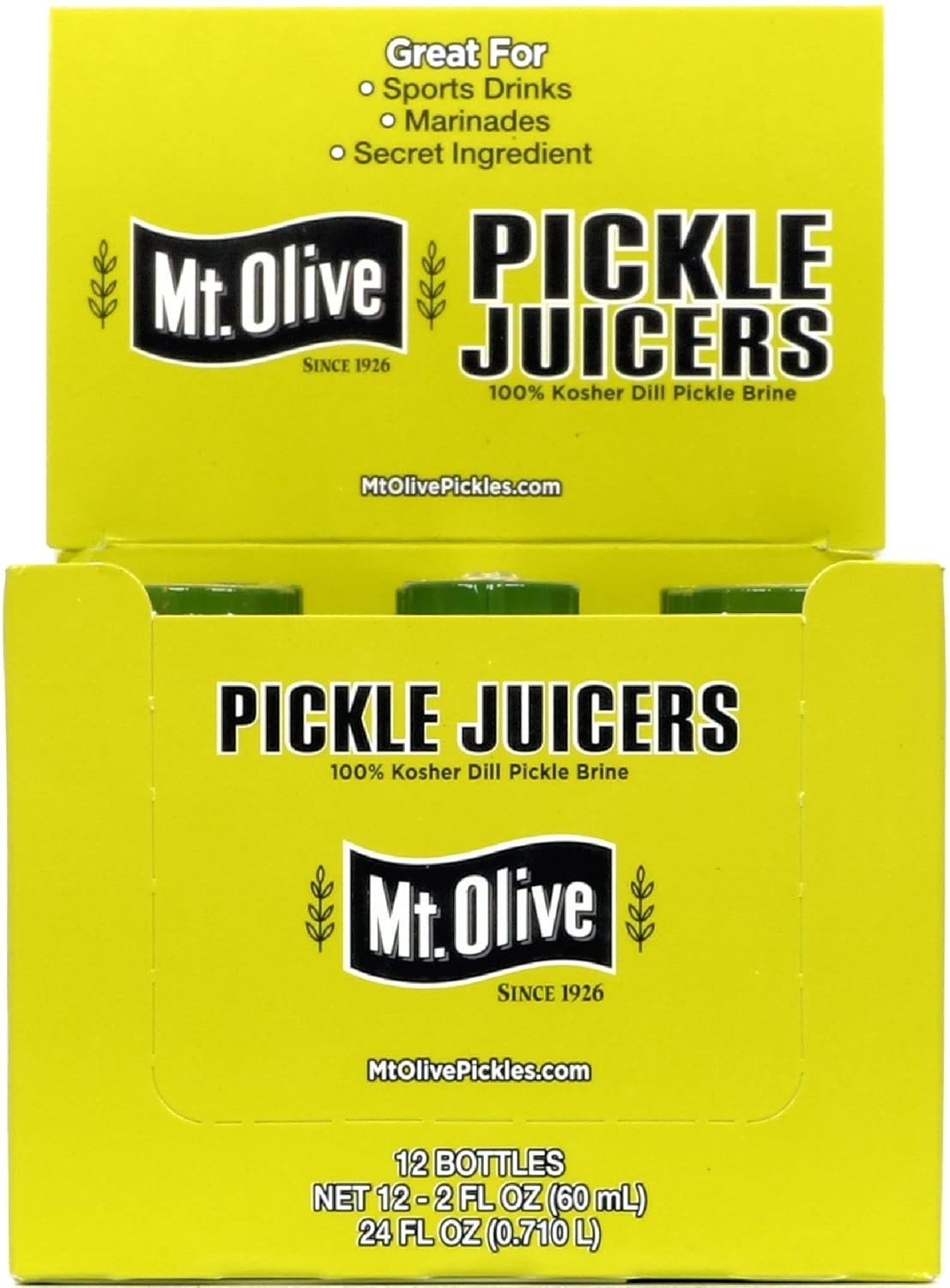 Pickle Juice 100% Kosher Dill Pickle Brine 2 fl oz 12 Pack Bottles