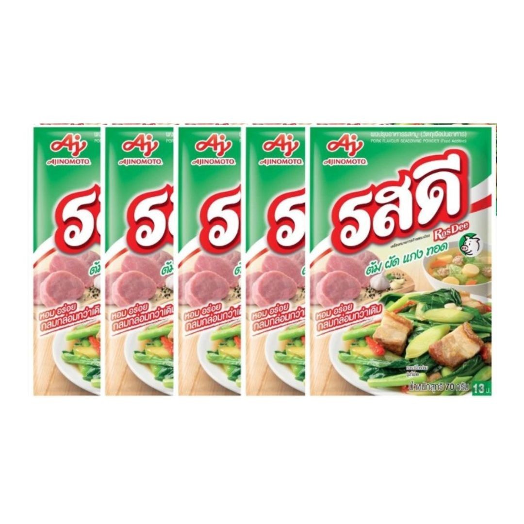 Rosdee Pork Seasoning Powder Ajinomoto Thai Cooking 5 x 70g Authentic Flavor