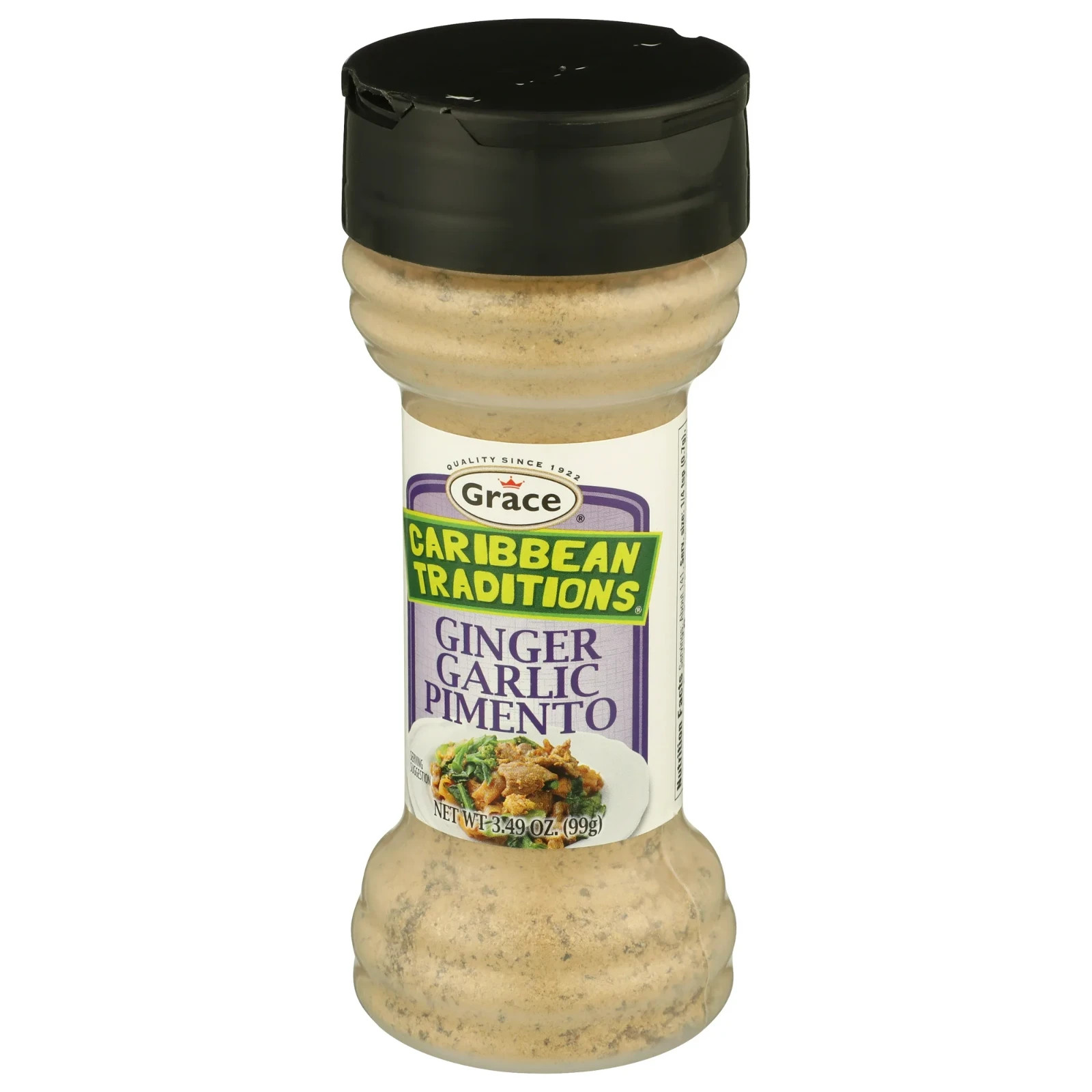 4 Pack Grace Caribbean Traditions Ginger Garlic Pimento Seasoning, 3.49 oz Each