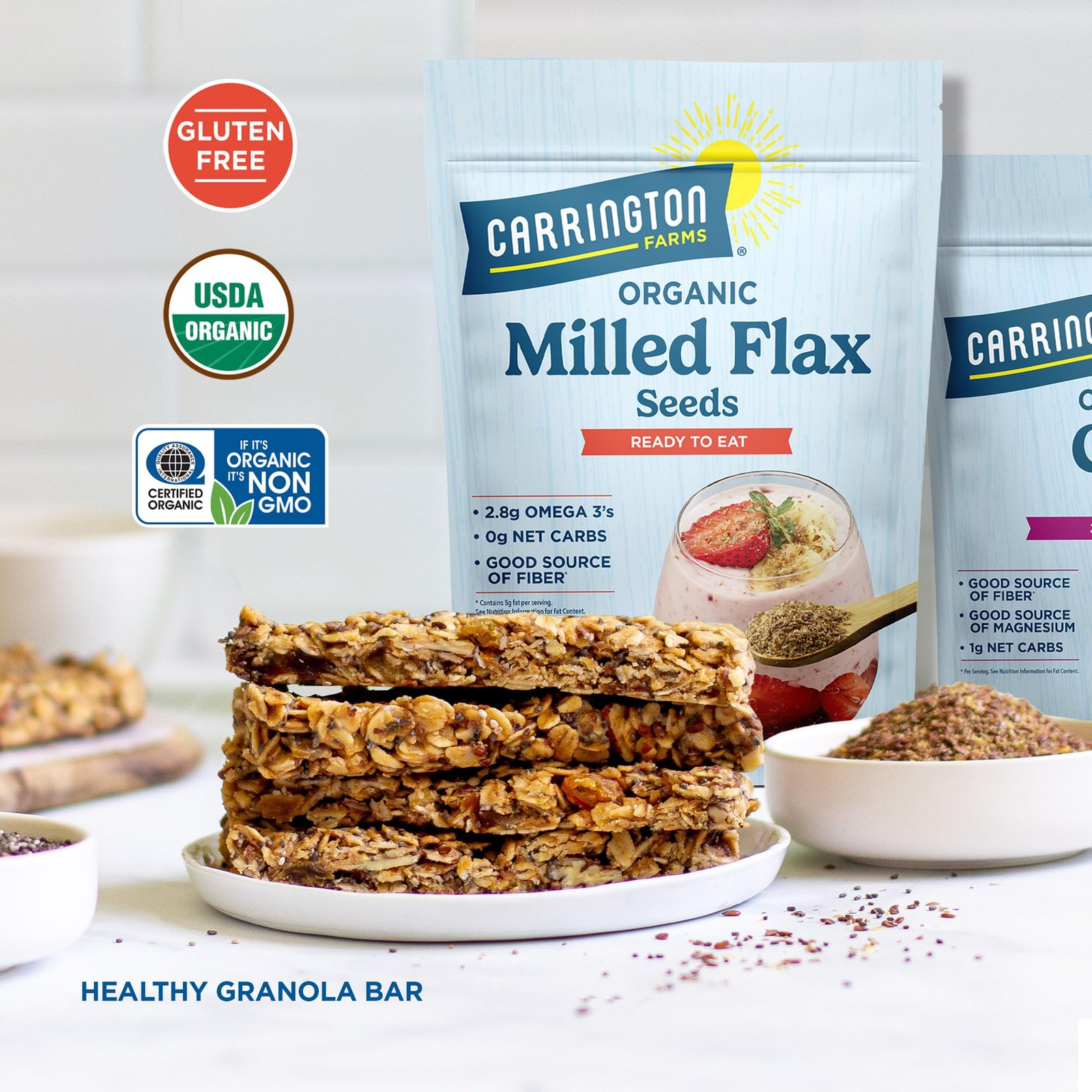 Organic Milled Flaxseed Coarse Grind Nutrient Rich Omega 3 Fiber 14oz