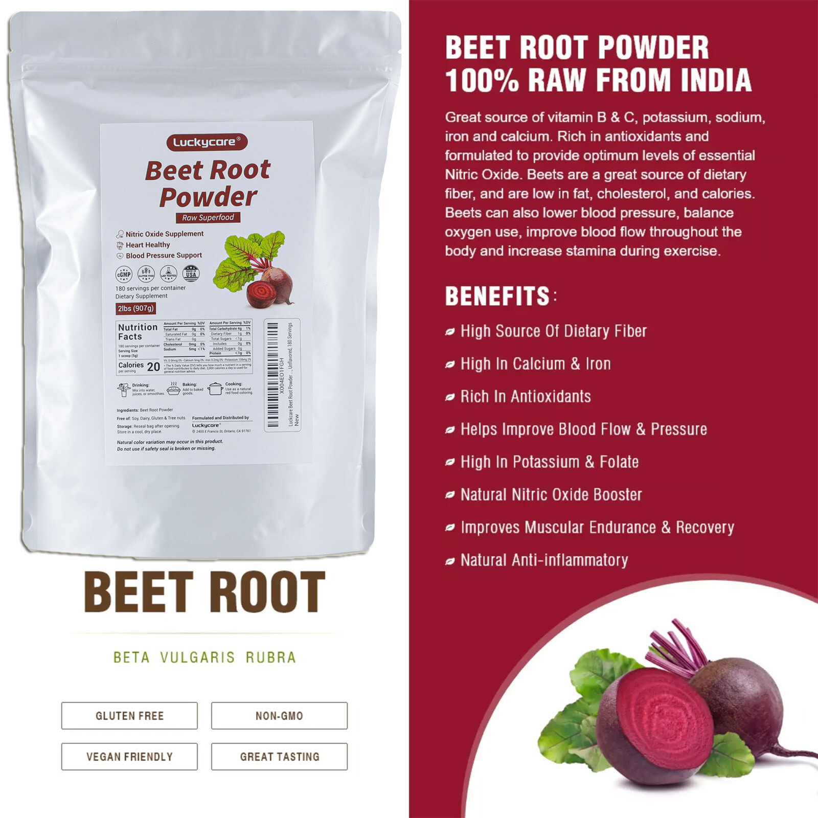 2 Lbs Organic Beet Root Powder Organic Beetroot Supplement Natural Beet Powder