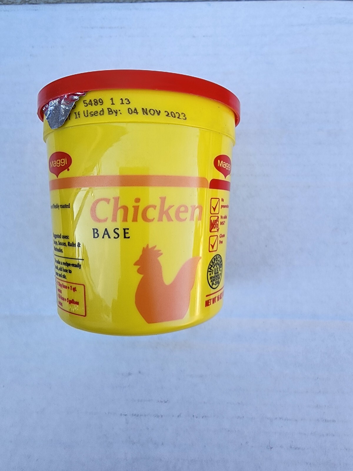Chicken Base Gluten Free No MSG – Savory Flavor – 1 lb. Container Pack of 6