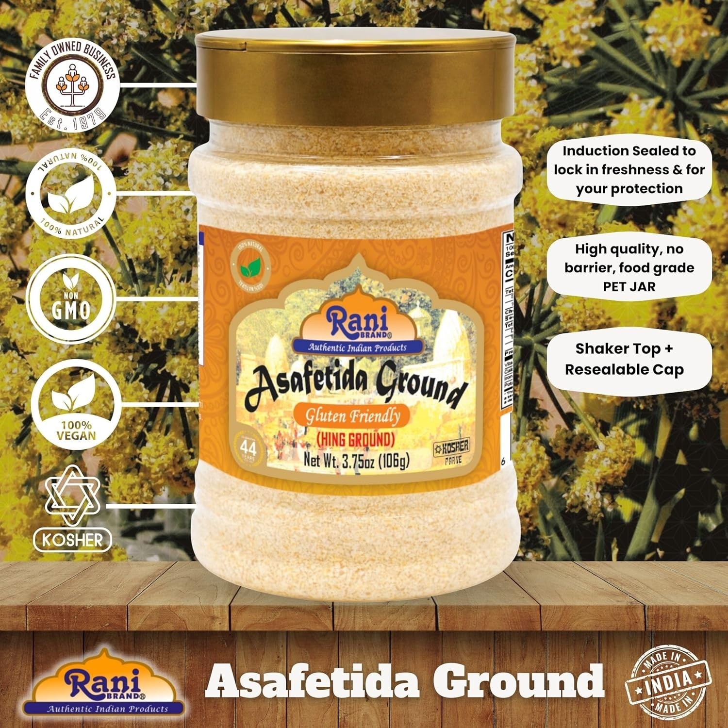 Rani Asafetida Hing Ground 3.75oz 106g Gluten Friendly, PET Jar ~ All Natural…