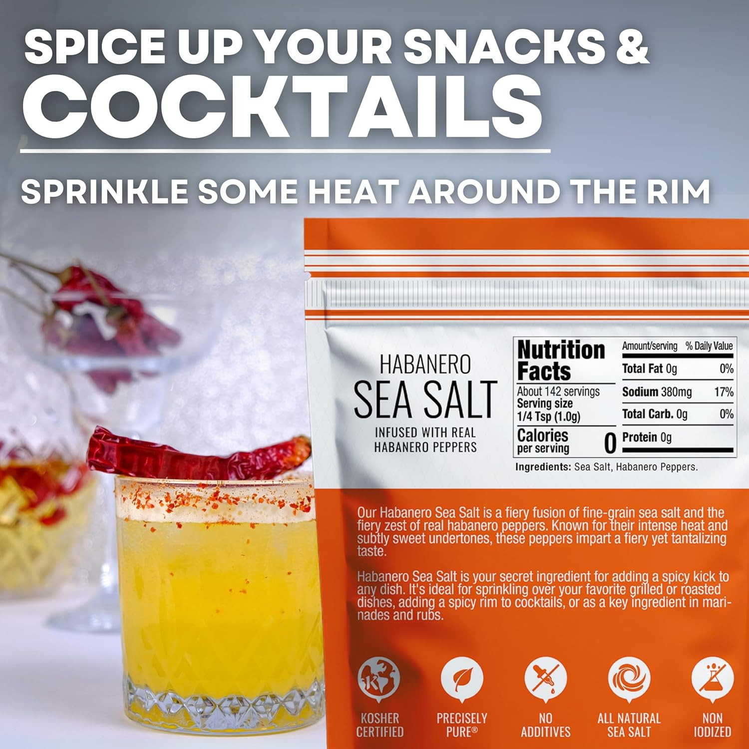 Spicy Hot Habanero Sea Salt Infused with Real Habanero Peppers – Natural Premium