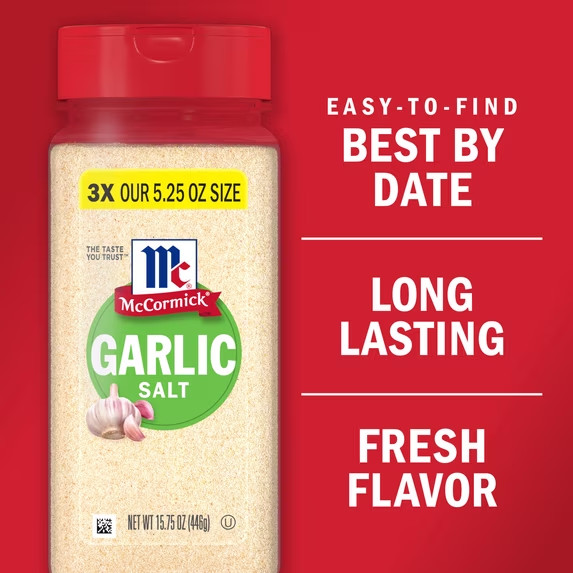 Mccormick Garlic Salt 15.75oz Flavor Blend for Meat Veggies Pasta