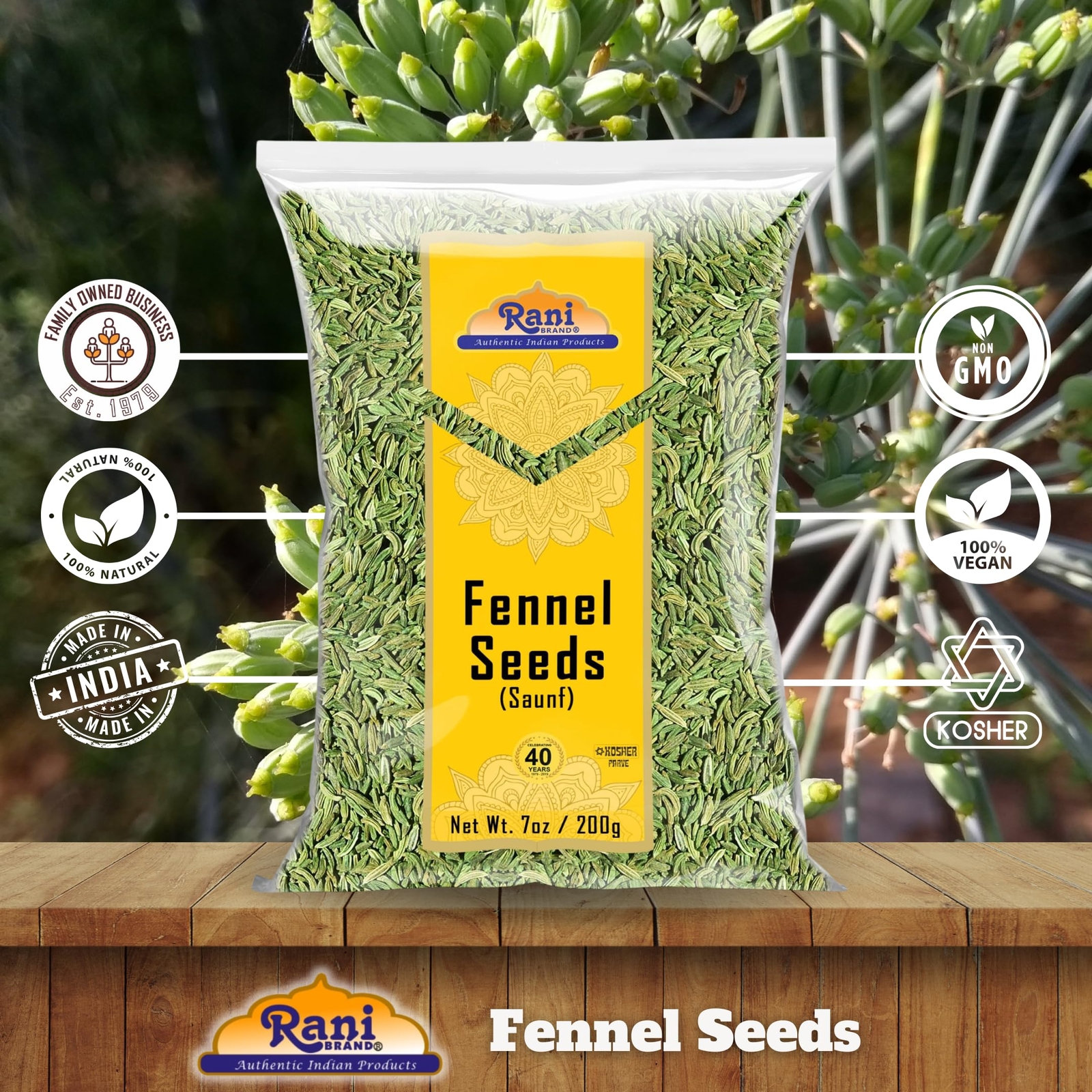 Rani Fennel Seeds (Saunf Sabut) Whole Spice 7oz (200g)