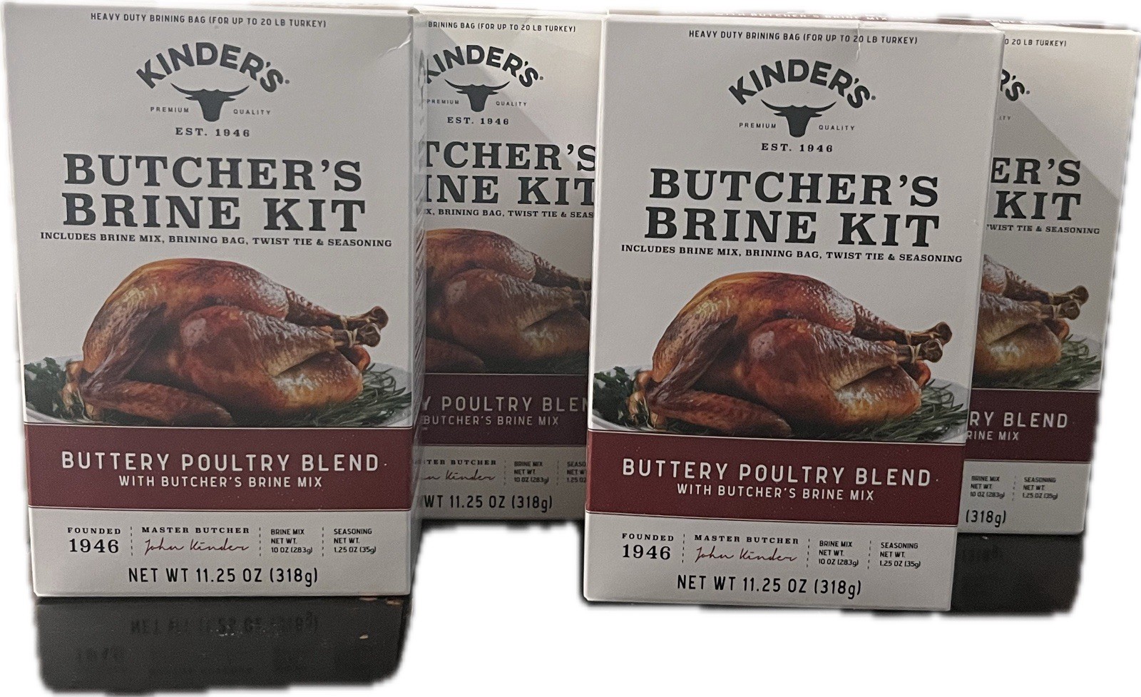 (4) Kinder’s Butcher’s Turkey Brine Kit With Brine Mix 11.25 oz. BUTTERY POULTRY