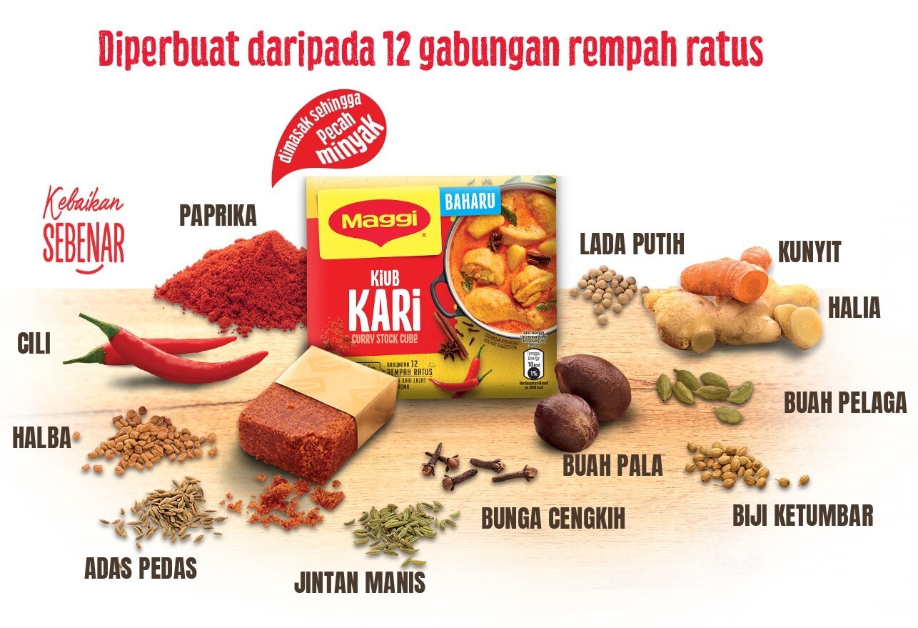 Maggi Curry Cubes – Enhanced Flavor for Delicious & Aromatic Dishes (15x60g)