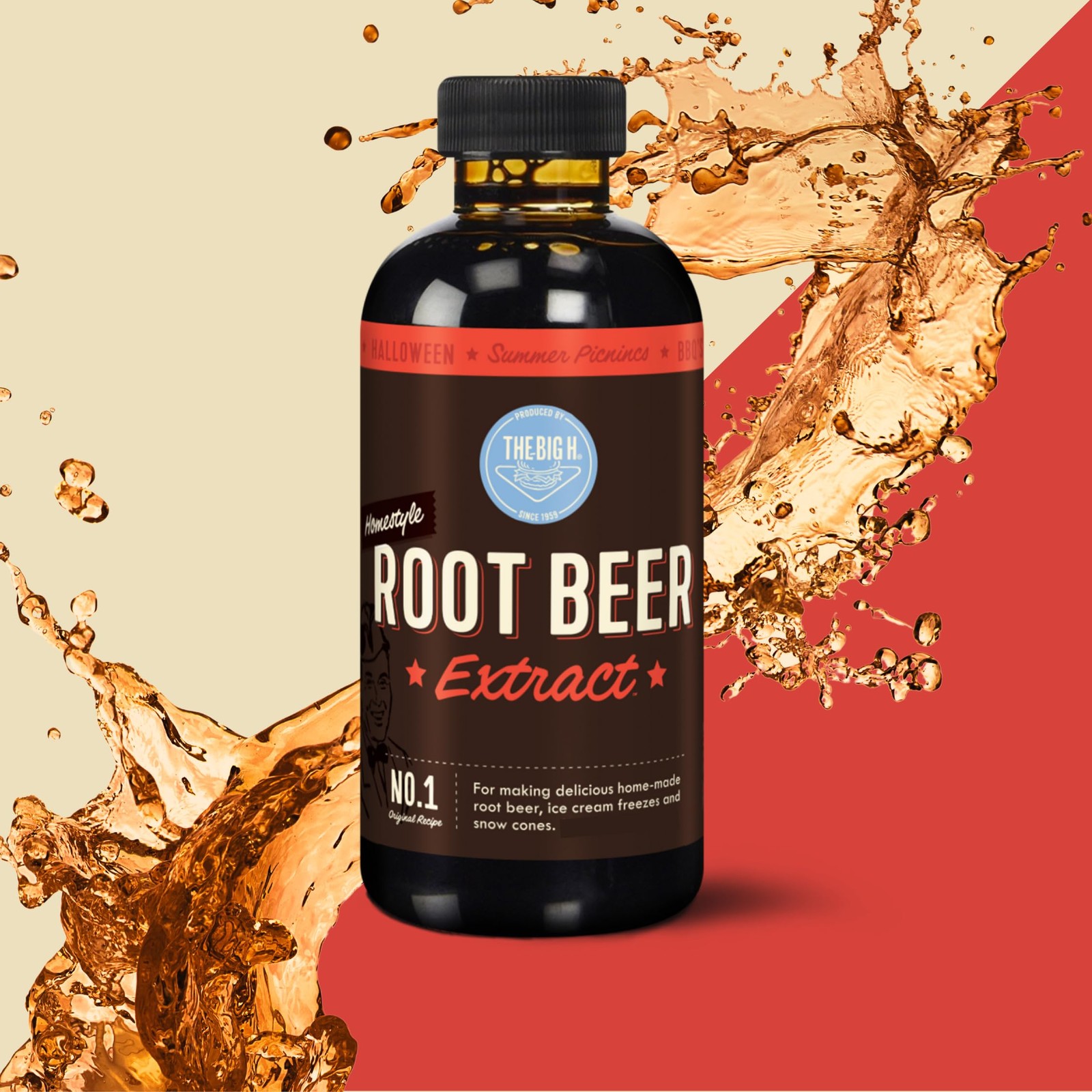Hires Big H Root Beer Extract, Root Beer Soda and Dessert Syrup, 4 Fl Oz