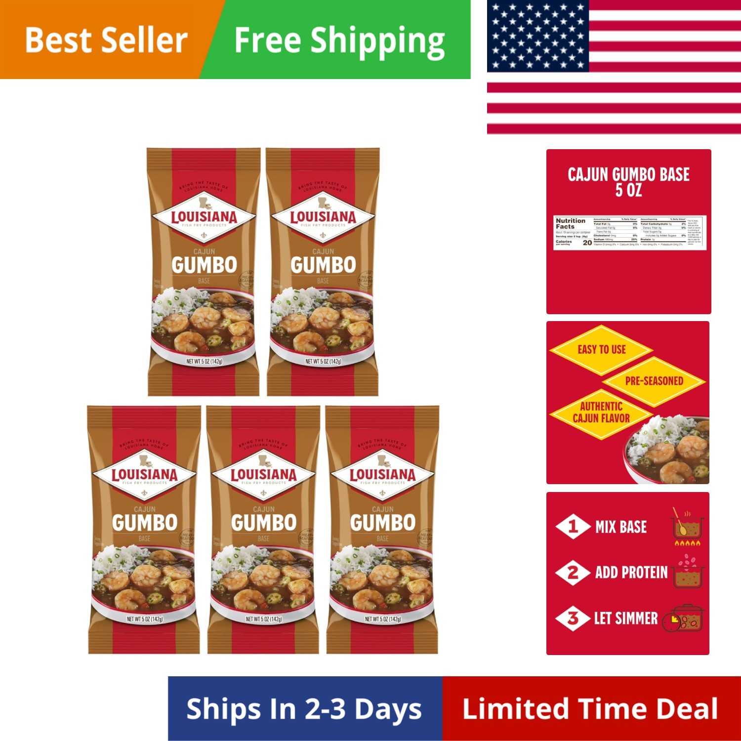 Louisiana Base Gumbo – Authentic Delicious Gumbo – Just Add Your Choice of Me…