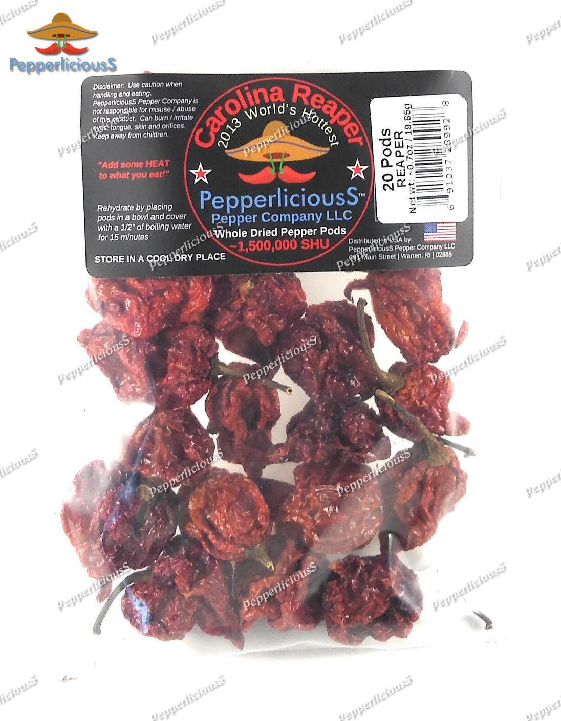 20 DRIED CAROLINA REAPER PEPPER PODS + 1/2 OZ REAPER OIL + 1/2 OZ REAPER FLAKES