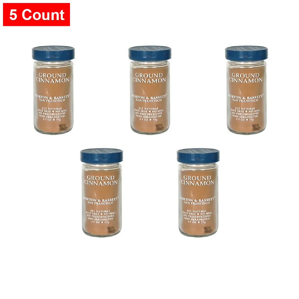 Morton & Bassett Spices, Ground Cinnamon, 2.2 Ounce – 5 Count