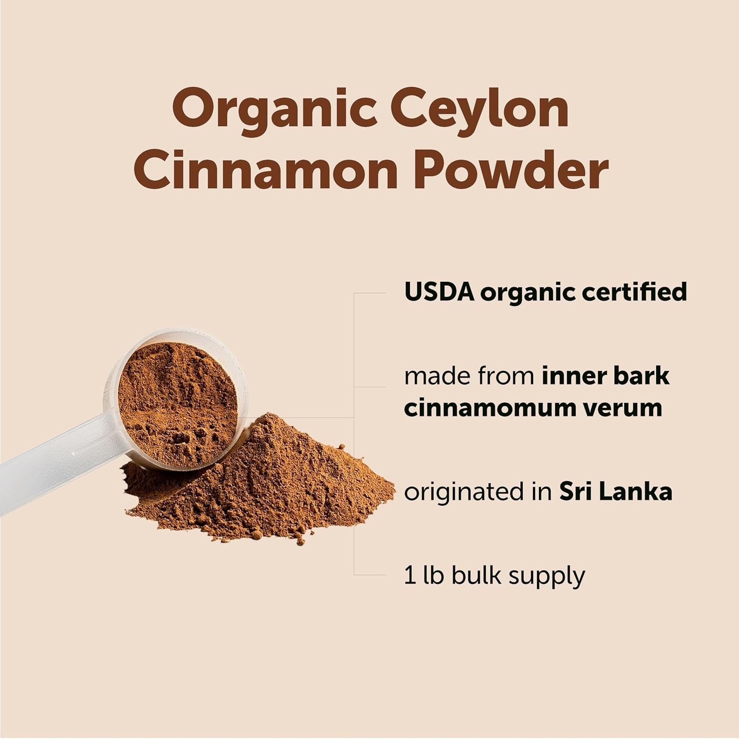 “Canela De Ceilan Organica En Polvo 100 % Cruda De Sri Lanka 16 Oz Paquete “
