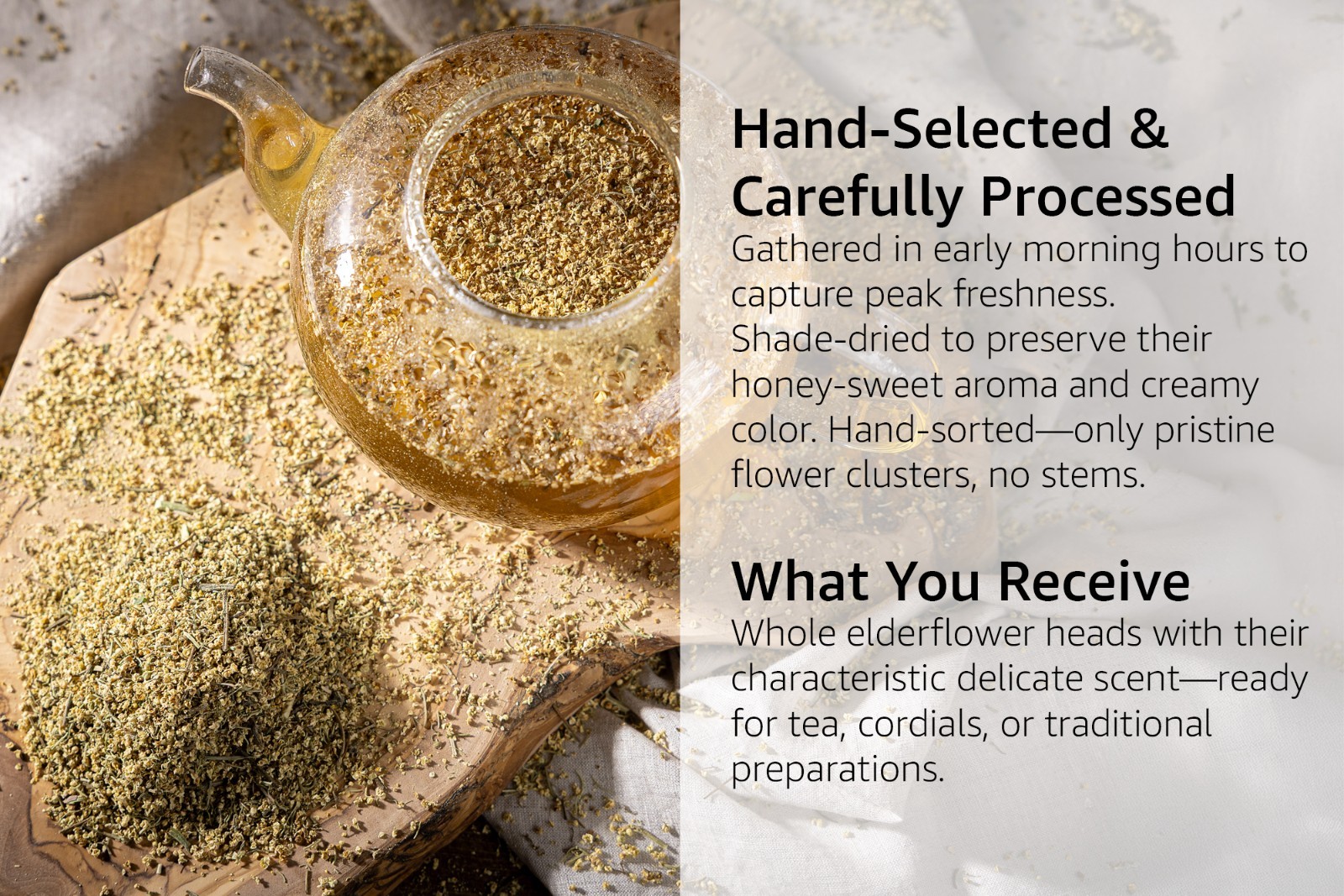 Dried Elderflower – Cut & Sifted – Herbal Tea Flower – Sambucus Nigra