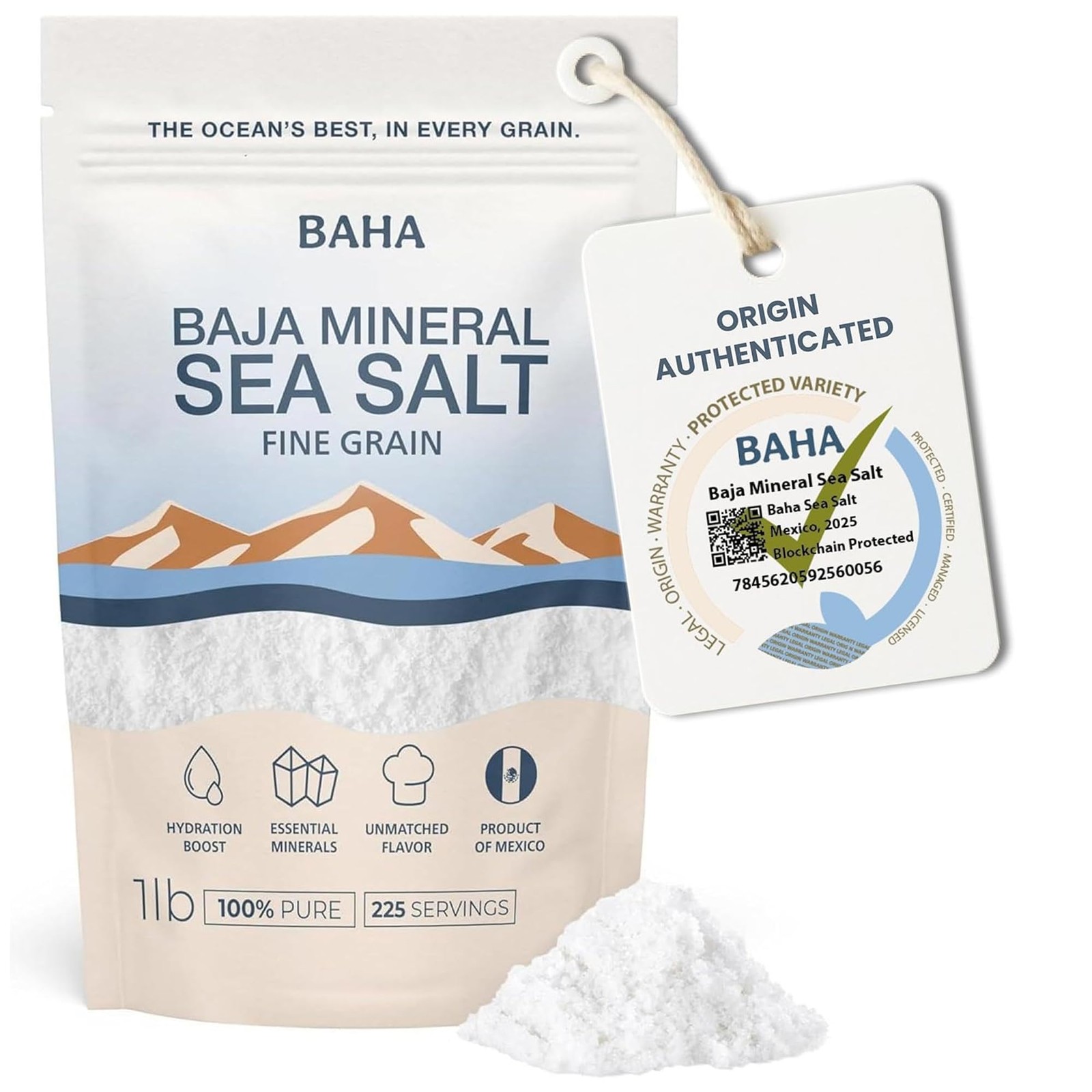 BAHA – 1 lb. Baja Mineral Sea Salt | Fine Grain Baha Mineral Salt from Sea
