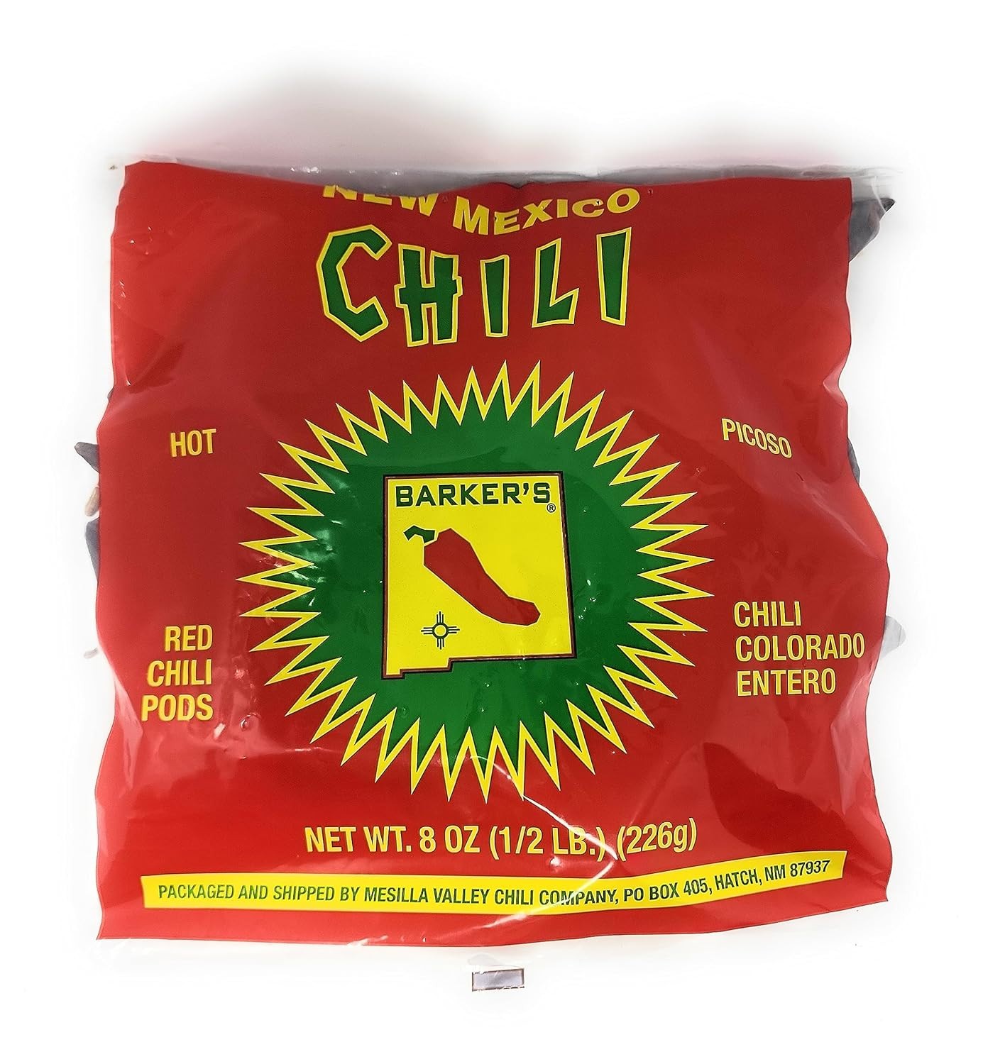 Barkers Dried Red Chili Pods 8 Ounce Authentic Hatch Valley NM (Hot)