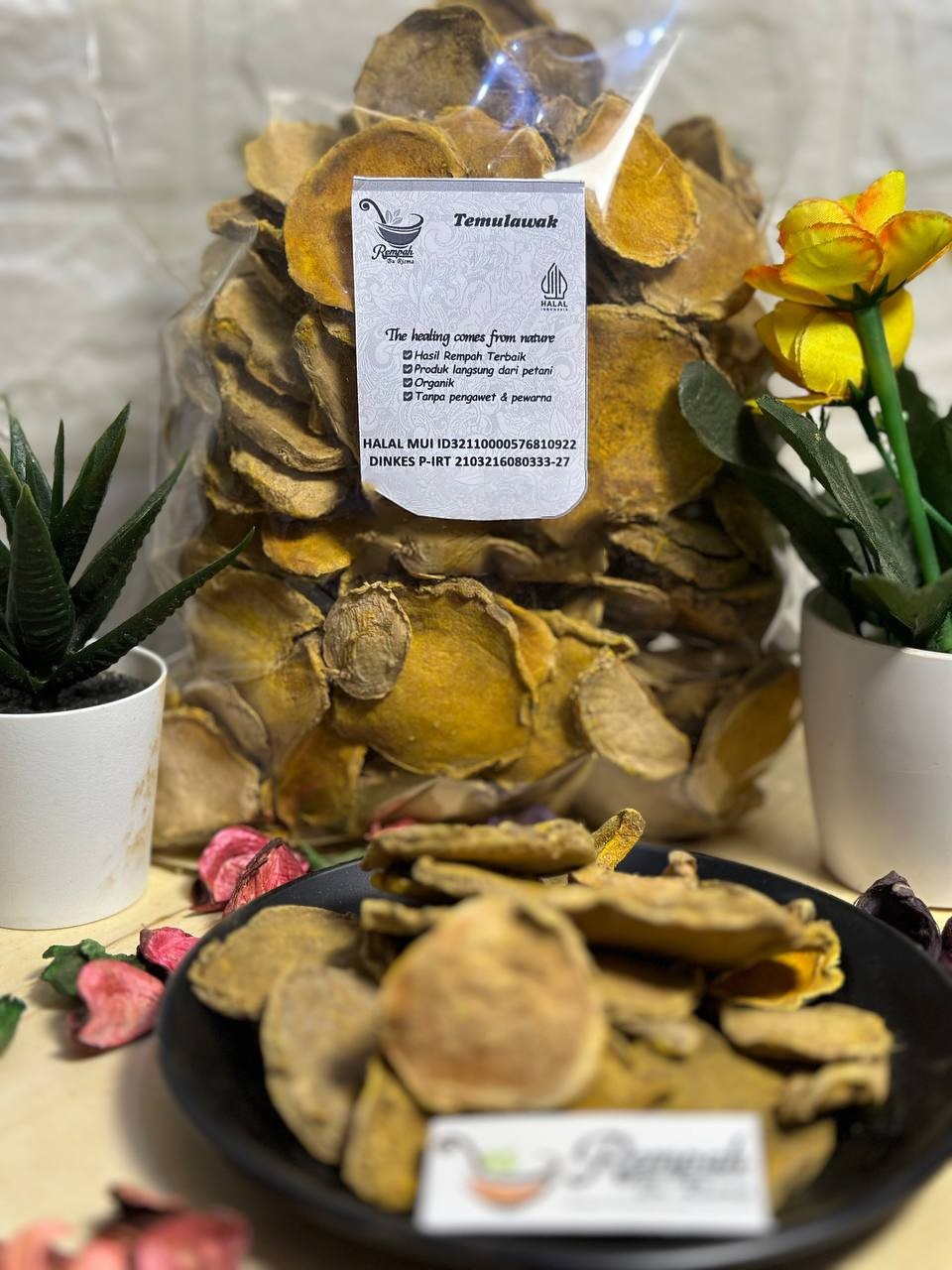 Temulawak Dried Slices 500g Curcuma Rhizome, Indonesian Spice Aroma Ritual Blend