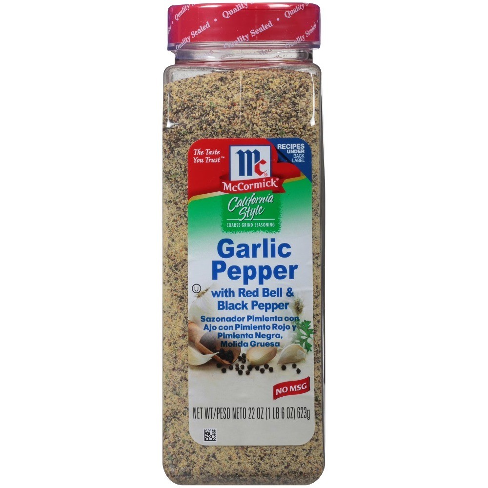 Coarse Grind Garlic Pepper Seasoning with Red Bell and Black Pepper 22 oz