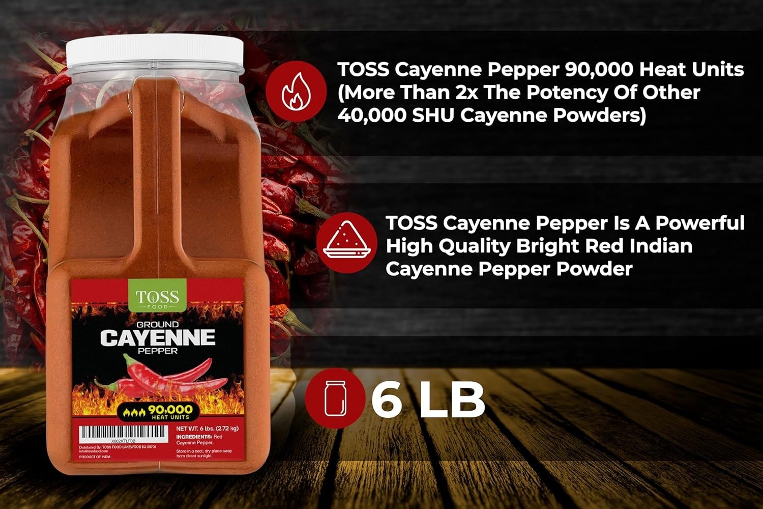 Extreme Hot Cayenne Pepper Powder Bulk 90,000 Heat Units 6 LB, Ground Cayenne…