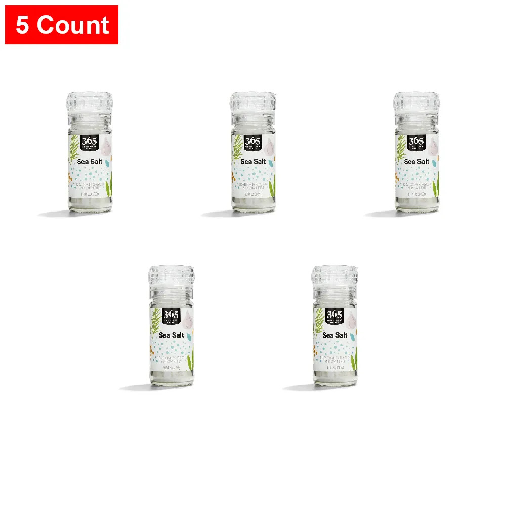 365 By WFM, Sea Salt With Built-In Grinder, 3.5 Ounce – 5 Count